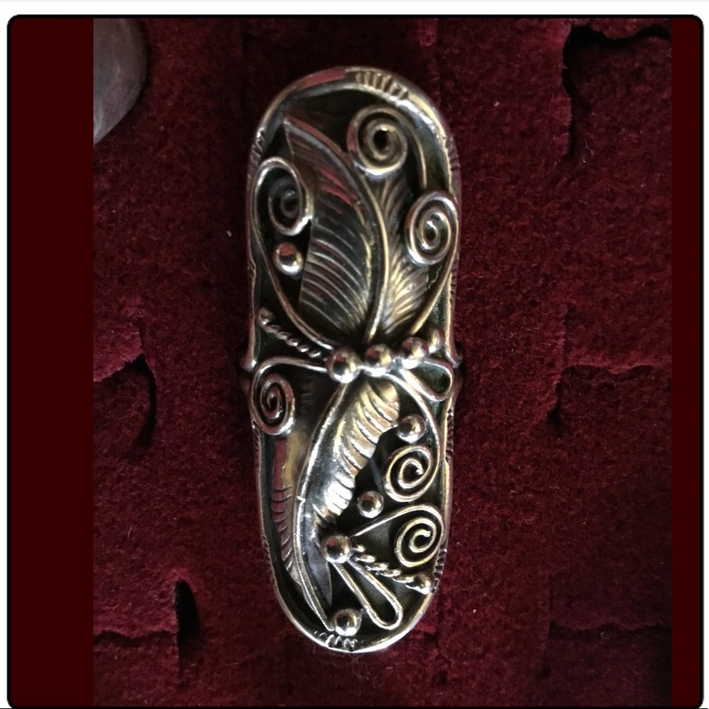 VTG Navajo Squash Blossom Sterling Ring. Signed ! - Picture 3 of 4